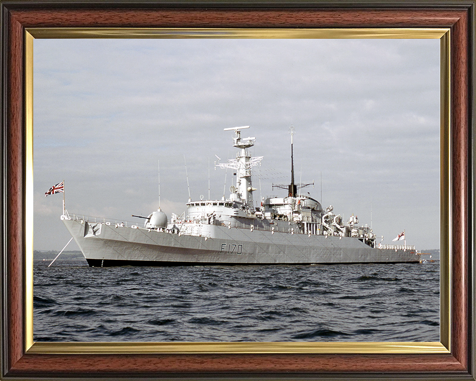 HMS Antelope (F170) Royal Navy Type 21 Frigate At Anchor in Colour Photo Print Wall Art Decor Posters, Prints, & Visual Artwork Hampshire Prints 10 x 8 Classic Frame No