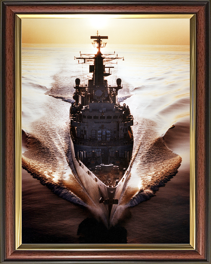 HMS Boxer (F92) Royal Navy Type 22 Frigate At Sunset 1997 Photo Print Wall Art Decor Posters, Prints, & Visual Artwork Hampshire Prints 10 x 8 Classic Frame No