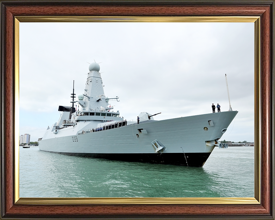 HMS Dauntless (D33) Royal Navy Type 45 Destroyer Entering Harbour Photo Print Wall Art Decor Posters, Prints, & Visual Artwork Hampshire Prints 10 x 8 Classic Frame No