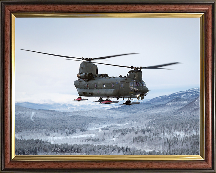 RAF Chinook Helicopter With Wheel Skis Photo Print Royal Air Force Aircraft Wall Art Aviation Decor Posters, Prints, & Visual Artwork Hampshire Prints 10 x 8 Classic Frame No