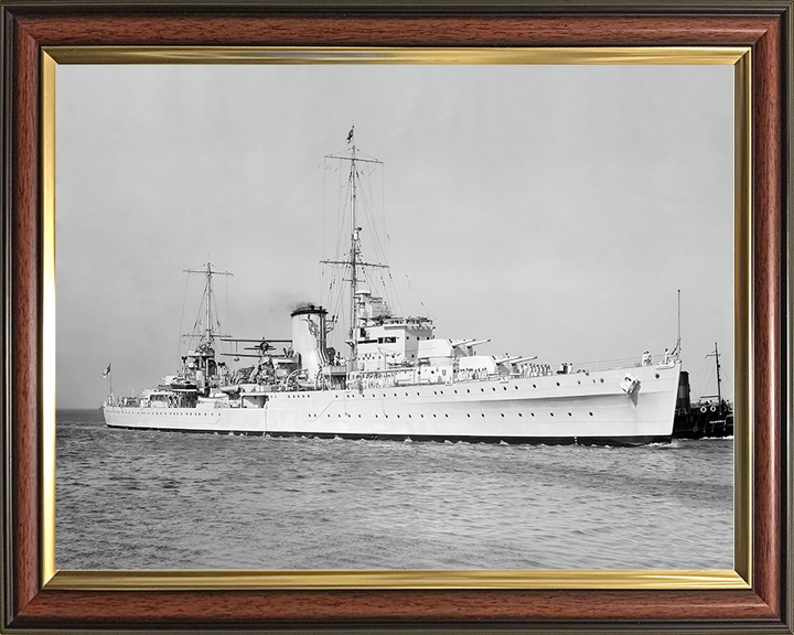 HMS Achilles (C70) Royal Navy Leander Class Light Cruiser Photo Print Starboard View Warship Wall Art Posters, Prints, & Visual Artwork Hampshire Prints 10 x 8 Classic Frame No