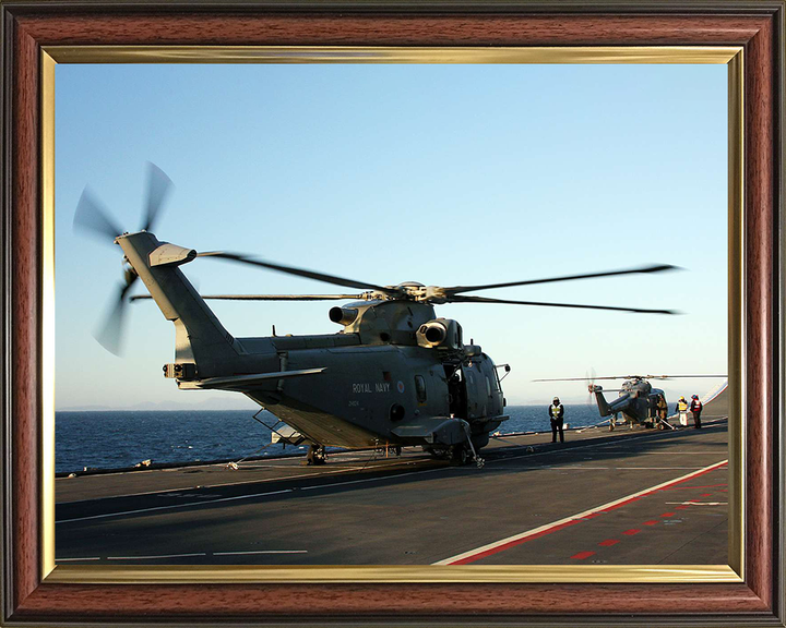Merlin Helicopter on HMS Illustrious Photo Print - Royal Navy Aircraft Hampshire Prints 10 x 8 Classic Frame No
