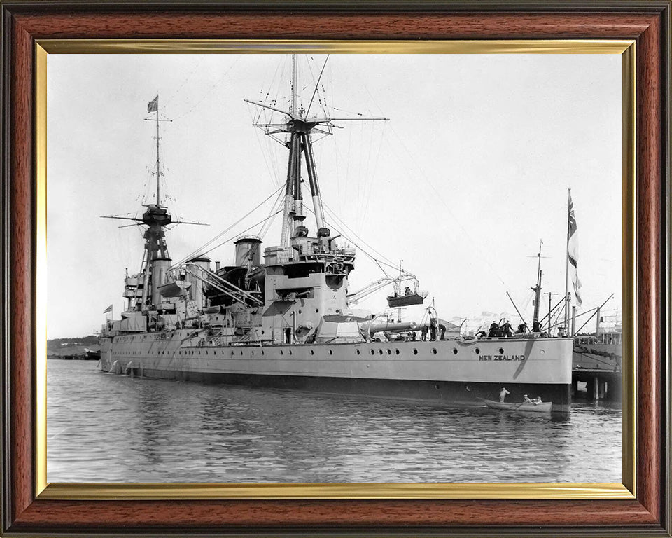 HMS New Zealand (1911) Photo Print - In Port - Royal Navy Indefatigable Class Cruiser Hampshire Prints 10 x 8 Classic Frame No