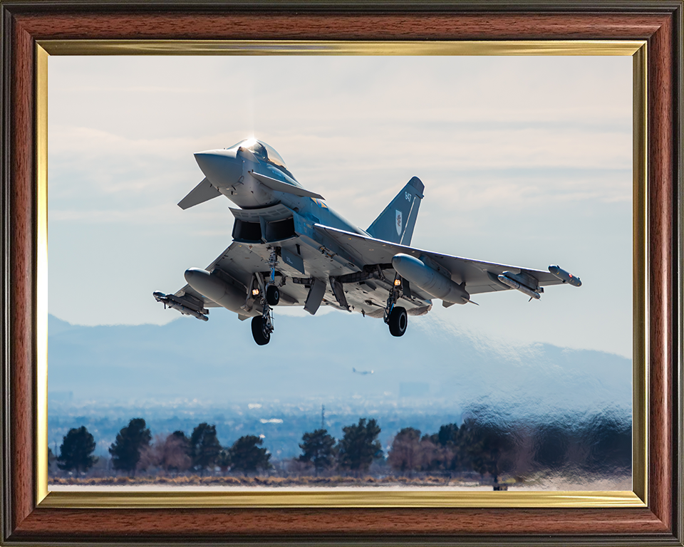 RAF Typhoon FGR4 Taking off in Nevada Photo Print Royal Air Force Aircraft Wall Art Aviation Decor Posters, Prints, & Visual Artwork Hampshire Prints 10 x 8 Classic Frame No
