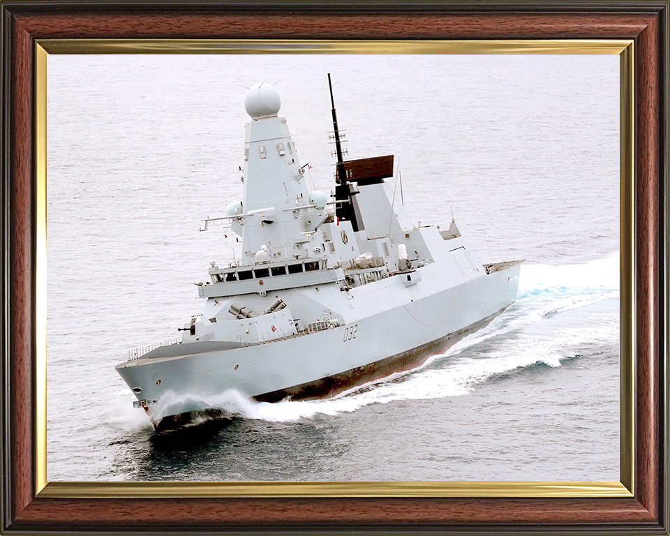 HMS Daring (D32) Royal Navy Type 45 Destroyer High Port Bow View Photo Print Wall Art Decor Posters, Prints, & Visual Artwork Hampshire Prints 10 x 8 Classic Frame No