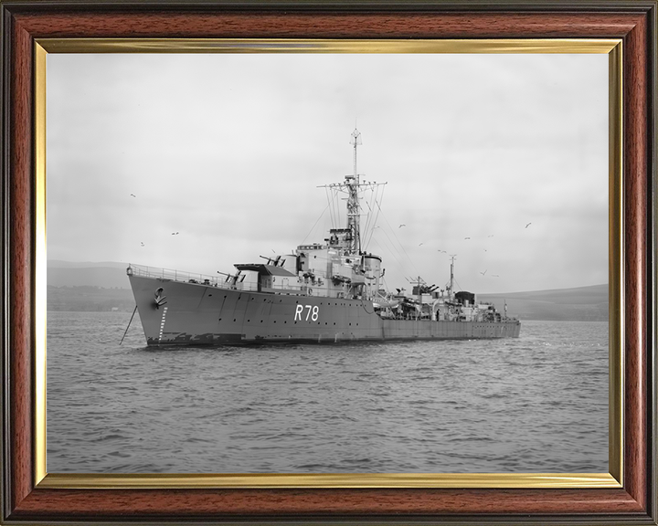 HMS Wessex (R78) Photo Print - At Anchor 1944 - Royal Navy W Class Destroyer Hampshire Prints 10 x 8 Classic Frame No