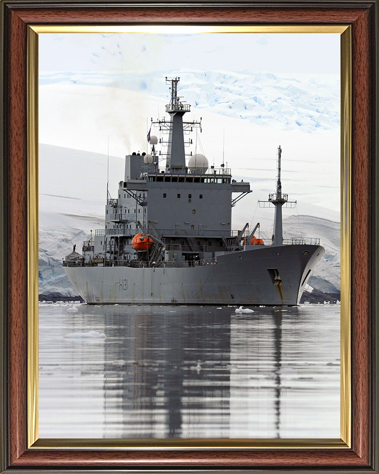HMS Scott (H131) Photo Print - Starboard Reflections - Royal Navy Ocean Survey Vessel Hampshire Prints 10 x 8 Classic Frame No