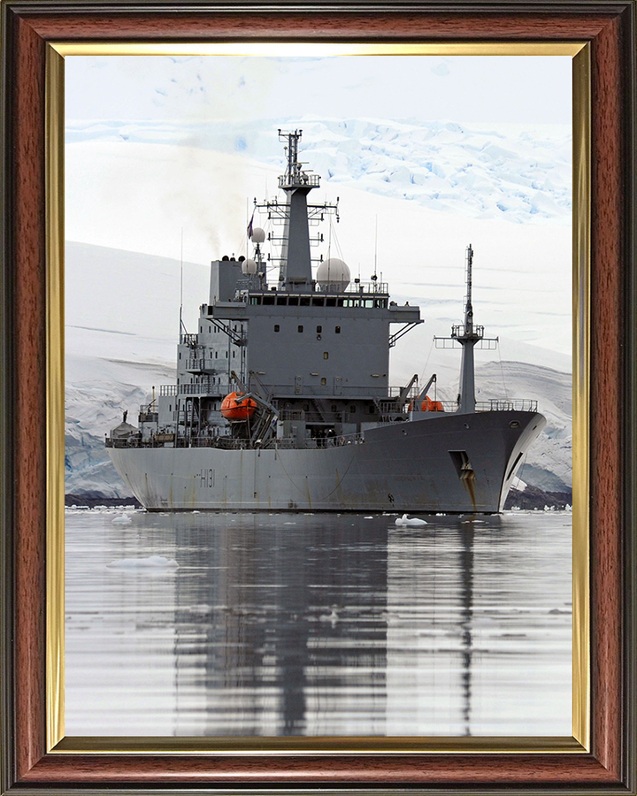 HMS Scott (H131) Photo Print - Starboard Reflections - Royal Navy Ocean Survey Vessel Hampshire Prints 10 x 8 Classic Frame No