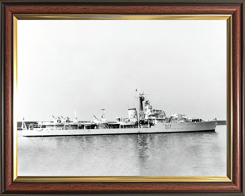 HMS Alamein (D17) Royal Navy Battle Class Destroyer Starboard View Photo Print Wall Art Naval Decor Posters, Prints, & Visual Artwork Hampshire Prints 10 x 8 Classic Frame No
