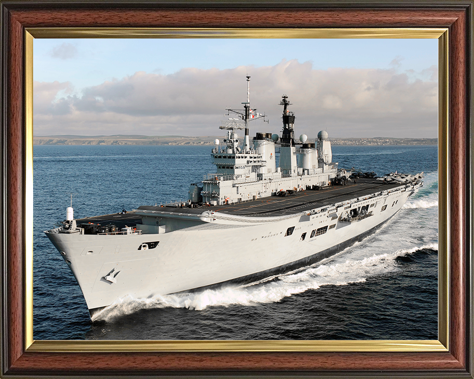 HMS Ark Royal (R07) Royal Navy Invincible Class Aircraft Carrier Underway Port Bow View Photo Print Wall Art Decor Posters, Prints, & Visual Artwork Hampshire Prints 10 x 8 Classic Frame No
