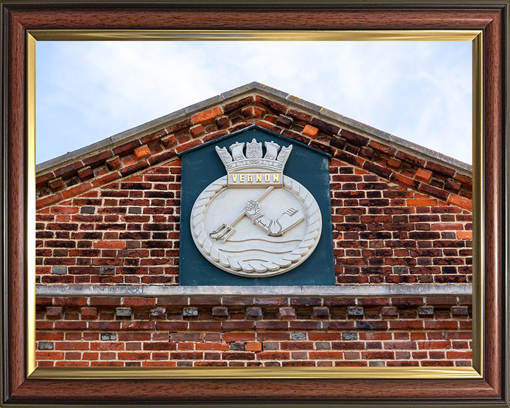 HMS Vernon Badge or Crest Photo Print - Royal Navy Shore Establishment Posters, Prints, & Visual Artwork Hampshire Prints 10 x 8 Classic Frame No