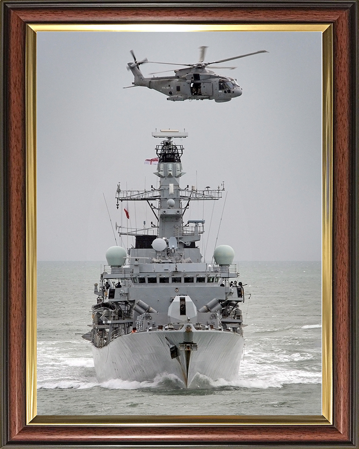 HMS Sutherland (F81) Photo Print - With Merlin - Royal Navy Type 23 Frigate Hampshire Prints 10 x 8 Classic Frame No