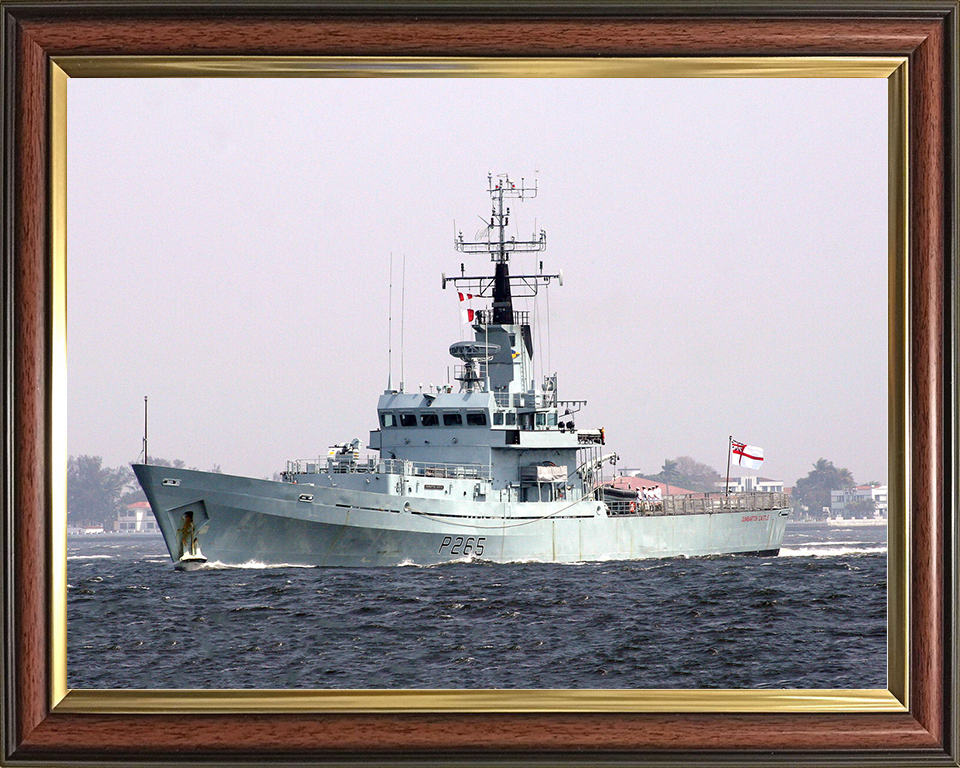 HMS Dumbarton Castle (P265) Royal Navy Castle Class Patrol Vessel Port Side Photo Print Wall Art Decor Posters, Prints, & Visual Artwork Hampshire Prints 10 x 8 Classic Frame No