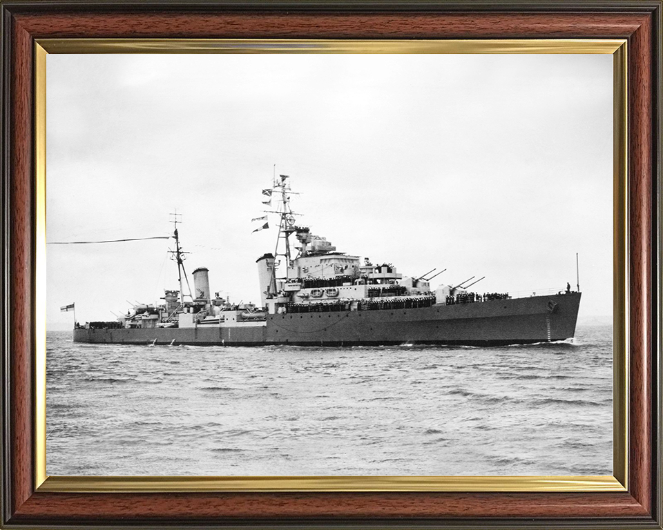 HMS Argonaut (61) Royal Navy Dido Class Light Cruiser Paying Off Warship Photo Print Wall Art Decor Posters, Prints, & Visual Artwork Hampshire Prints 10 x 8 Classic Frame No