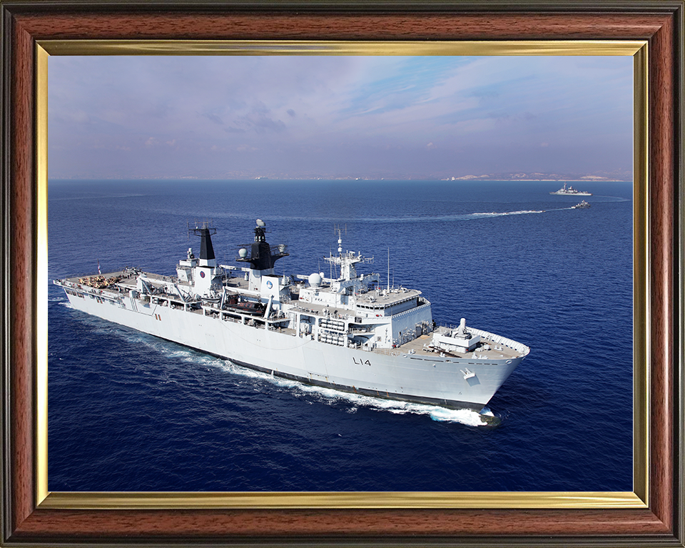 HMS Albion (L14) Royal Navy Albion Class Amphibious Ship High Starboard Bow View Photo Print Wall Art Naval Decor Posters, Prints, & Visual Artwork Hampshire Prints 10 x 8 Classic Frame No