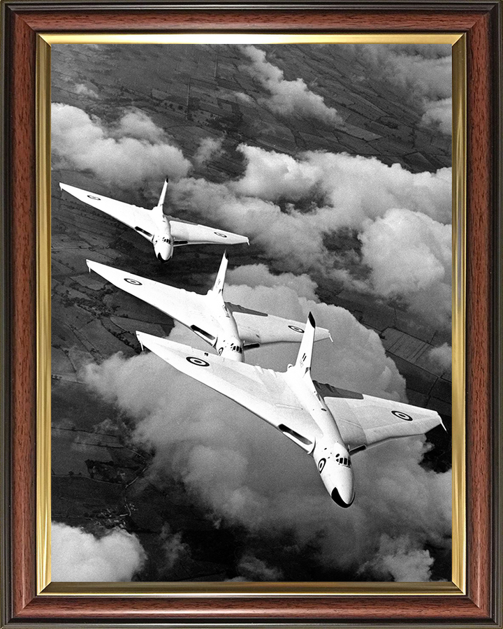 Three Avro Vulcan B1As in flight 1957 Photo Print - Royal Air Force Aircraft Hampshire Prints 10 x 8 Classic Frame No
