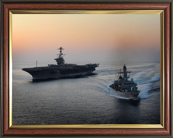 HMS St Albans (F83) Photo Print - With USS John C Stennis - Royal Navy Type 23 Frigate Hampshire Prints 10 x 8 Classic Frame No