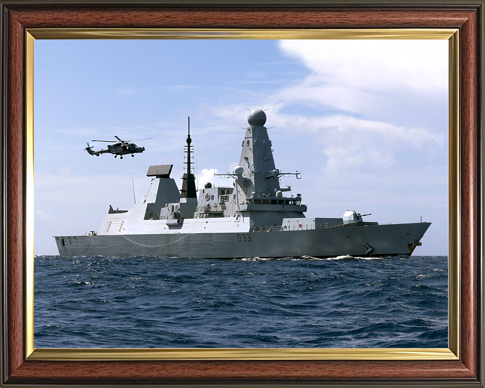 HMS Dauntless (D33) Royal Navy Type 45 Destroyer With Lynx Helicopter Photo Print Wall Art Decor Posters, Prints, & Visual Artwork Hampshire Prints 10 x 8 Classic Frame No