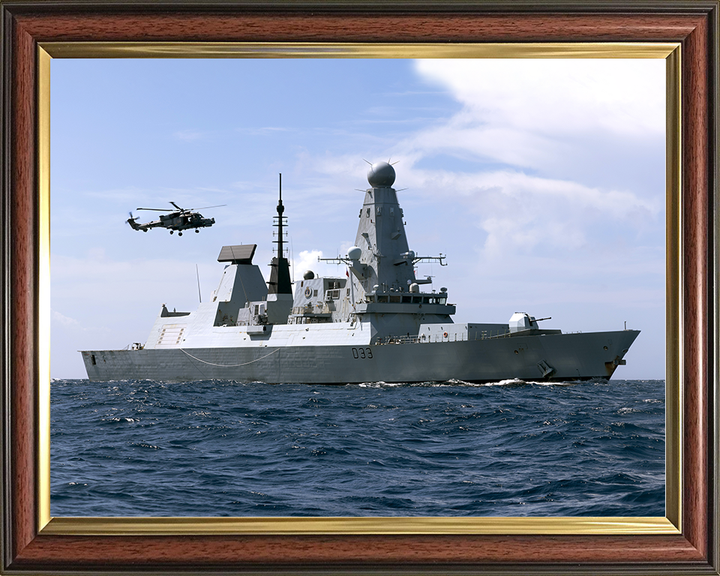 HMS Dauntless (D33) Royal Navy Type 45 Destroyer With Lynx Helicopter Photo Print Wall Art Decor Posters, Prints, & Visual Artwork Hampshire Prints 10 x 8 Classic Frame No