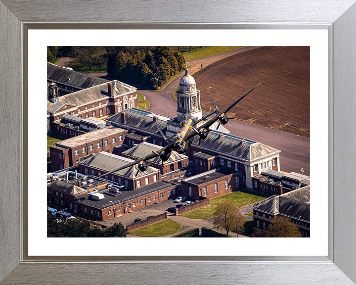 RAF Avro Lancaster over RAF College Cranwell Photo Print - Royal Air Force Aircraft Hampshire Prints 10 x 8 Silver Frame Yes