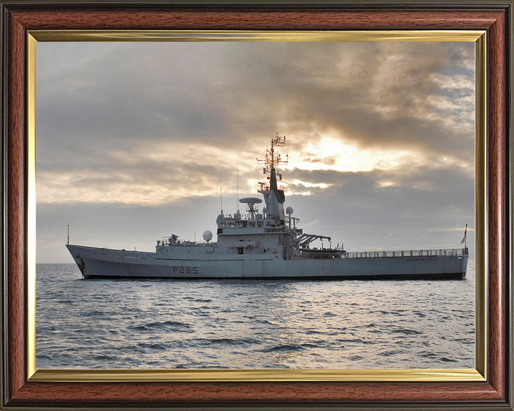 HMS Dumbarton Castle (P265) Royal Navy Castle Class Patrol Vessel At Sunset Photo Print Wall Art Decor Posters, Prints, & Visual Artwork Hampshire Prints 10 x 8 Classic Frame No