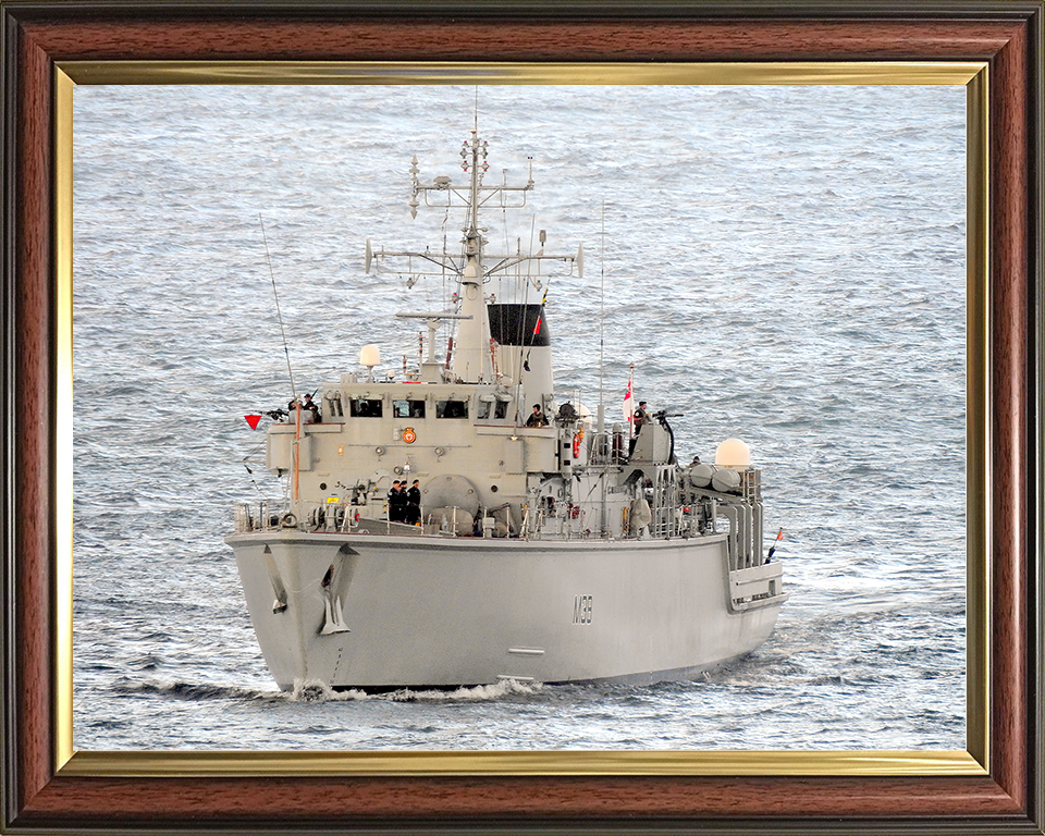 HMS Atherstone (M38) Royal Navy Hunt Class Mine Warfare Vessel Port Bow View Photo Print Wall Art Decor Posters, Prints, & Visual Artwork Hampshire Prints 10 x 8 Classic Frame No