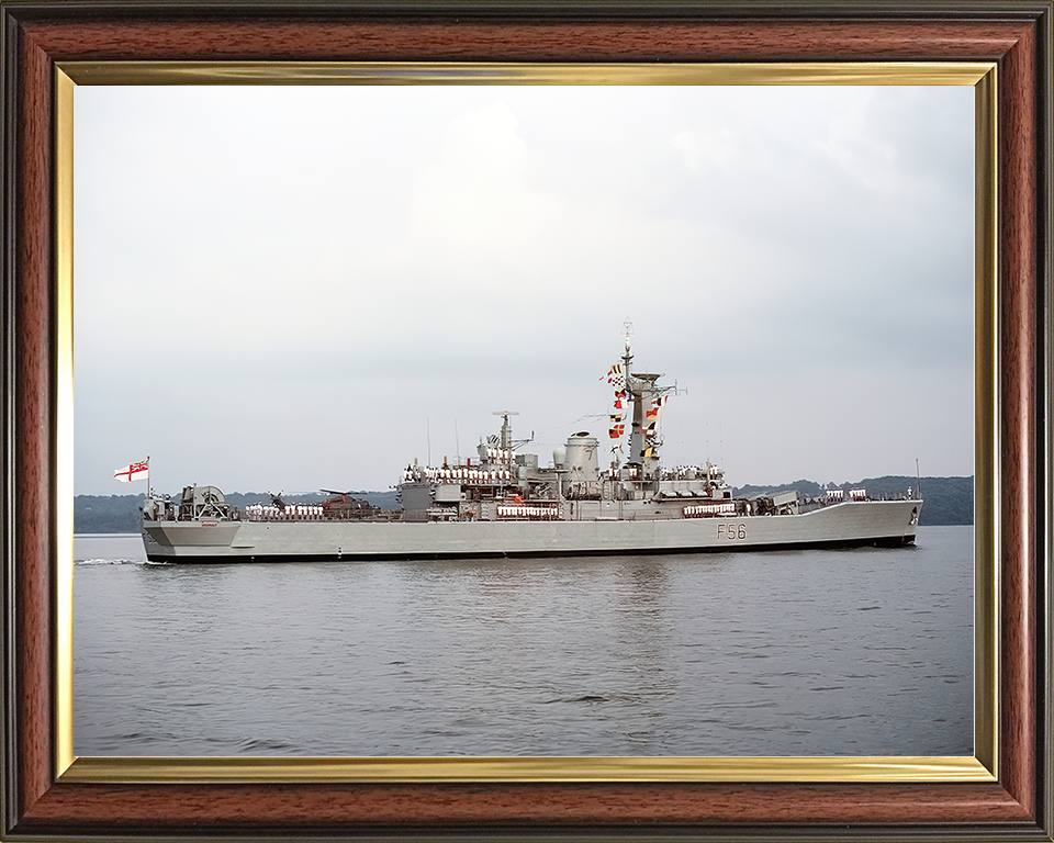 HMS Argonaut (F56) Royal Navy Leander Class Frigate Entering Harbour 1985 Photo Print Wall Art Decor Posters, Prints, & Visual Artwork Hampshire Prints 10 x 8 Classic Frame No
