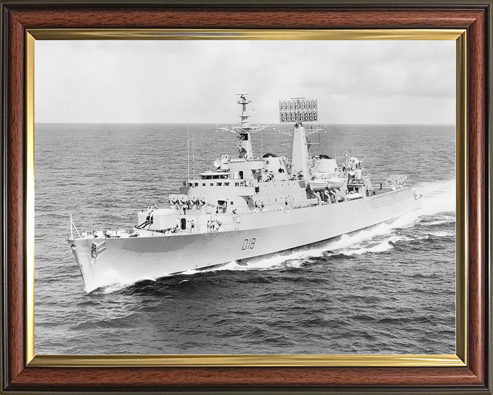 HMS Antrim (D18) Royal Navy County Class Destroyer Port Bow View Photo Print Wall Art Decor Posters, Prints, & Visual Artwork Hampshire Prints 10 x 8 Classic Frame No