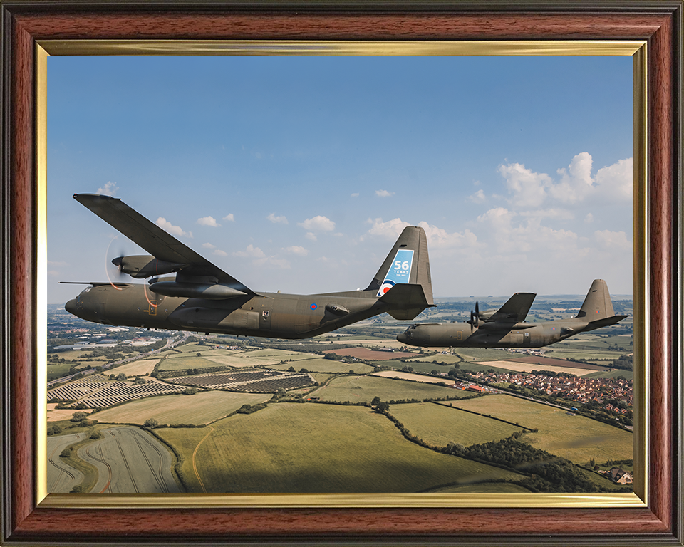 RAF Hercules C-130J Final Flypast Photo Print - Royal Air Force Aircraft Hampshire Prints 10 x 8 Classic Frame No
