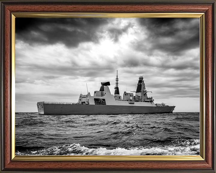 HMS Duncan (D37) Royal Navy Type 45 Destroyer Black and White Photo Print Wall Art Decor UK Posters, Prints, & Visual Artwork Hampshire Prints 10 x 8 Classic Frame No