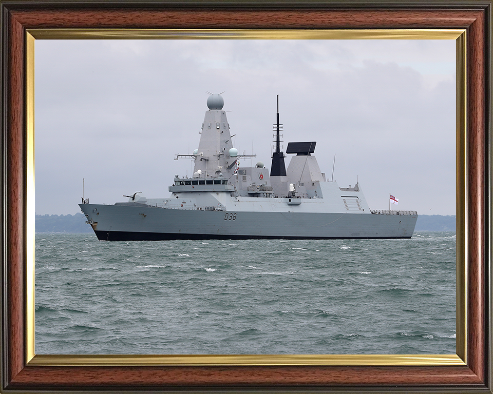 HMS Defender (D36) Royal Navy Type 45 Destroyer Off Portsmouth 2016 Photo Print Wall Art Decor Posters, Prints, & Visual Artwork Hampshire Prints 10 x 8 Classic Frame No