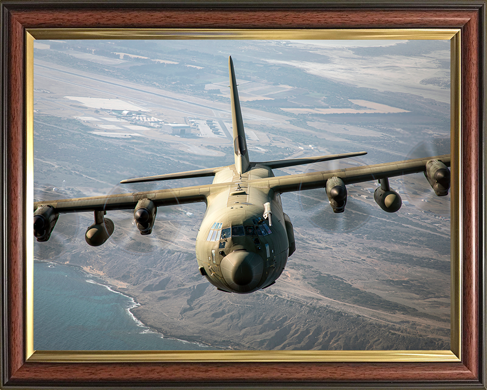 RAF C130J C4 Hercules in flight Photo Print - Royal Air Force Aircraft Hampshire Prints 10 x 8 Classic Frame No