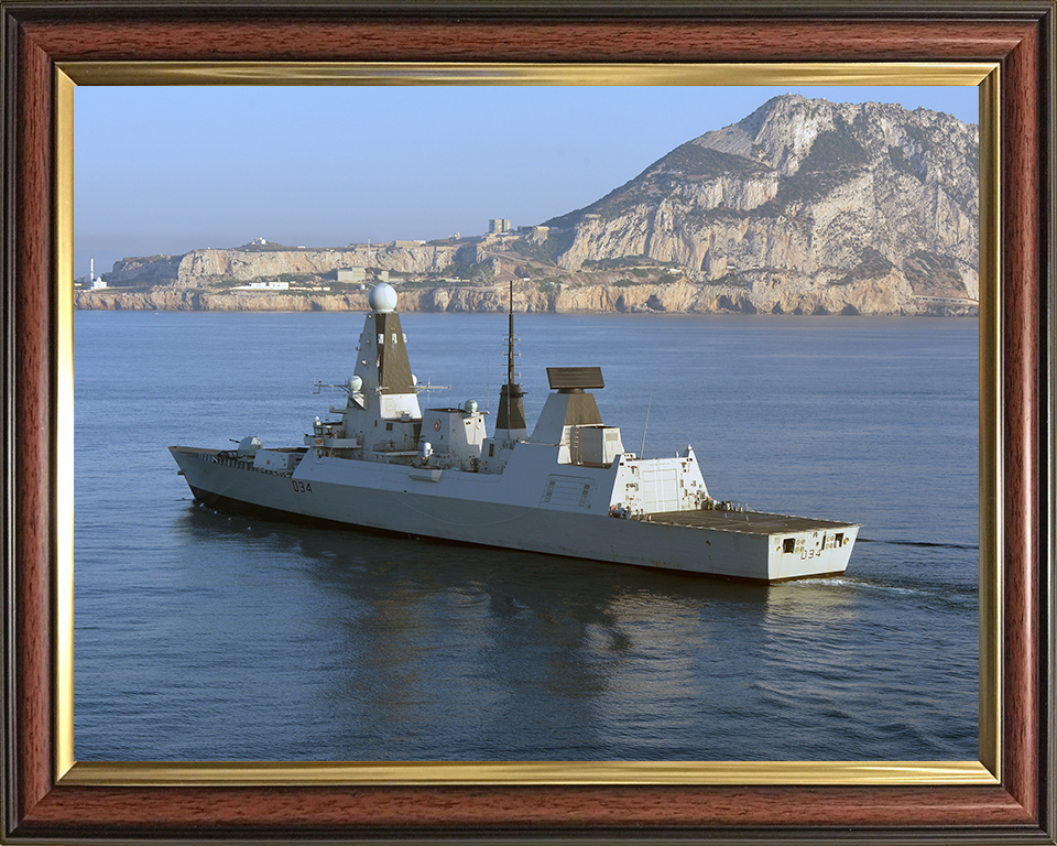 HMS Diamond (D34) Photo Print - Off Gibraltar 2012 - Royal Navy Type 45 Destroyer Posters, Prints, & Visual Artwork Hampshire Prints 10 x 8 Classic Frame No