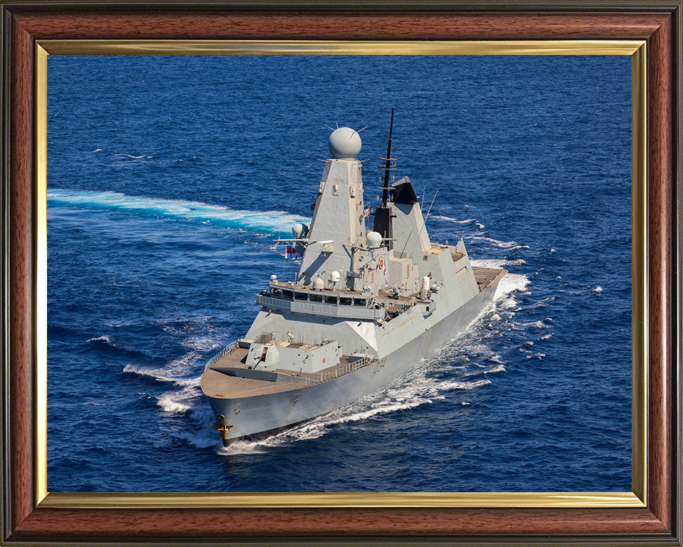HMS Diamond (D34) Photo Print - Turning to Starboard - Royal Navy Type 45 Destroyer Hampshire Prints 10 x 8 Classic Frame No