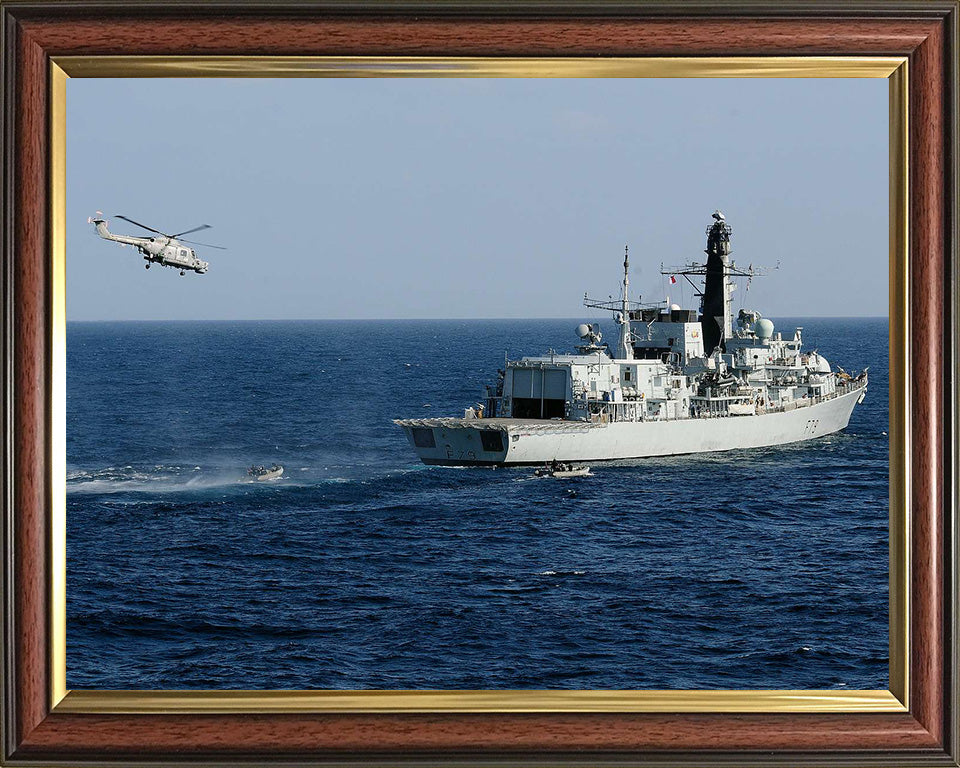 HMS Portland (F79) Photo Print - With Helicopter - Royal Navy Type 23 Frigate Hampshire Prints 10 x 8 Classic Frame No