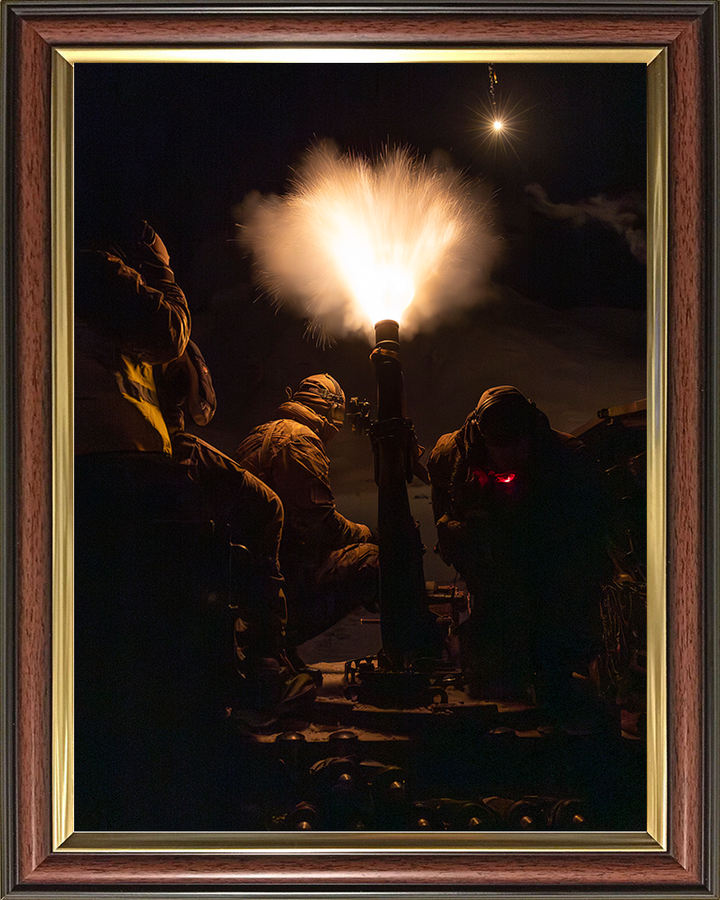 Royal Marine Commando Mortar Team Night Firing Photo Print 45 Commando Marines Wall Art Military Decor UK Posters, Prints, & Visual Artwork Hampshire Prints 10 x 8 Classic Frame No