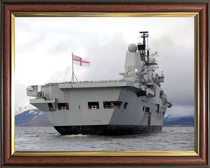 HMS Ark Royal (R07) Photo Print - Stern View 2009 - Royal Navy Invincible Class Aircraft Carrier Hampshire Prints 10 x 8 Classic Frame No