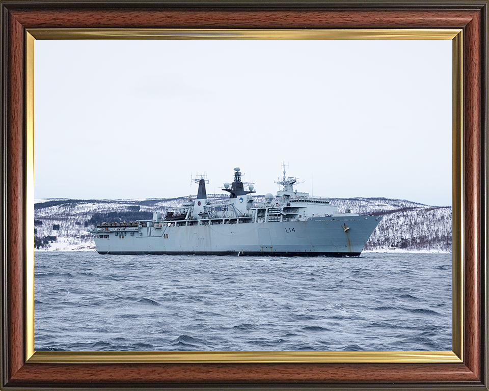 HMS Albion (L14) Royal Navy Albion Class Amphibious Ship Off Norway Photo Print Wall Art Naval Decor Posters, Prints, & Visual Artwork Hampshire Prints 10 x 8 Classic Frame No