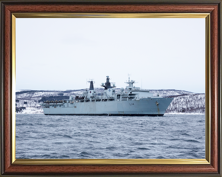 HMS Albion (L14) Royal Navy Albion Class Amphibious Ship Off Norway Photo Print Wall Art Naval Decor Posters, Prints, & Visual Artwork Hampshire Prints 10 x 8 Classic Frame No