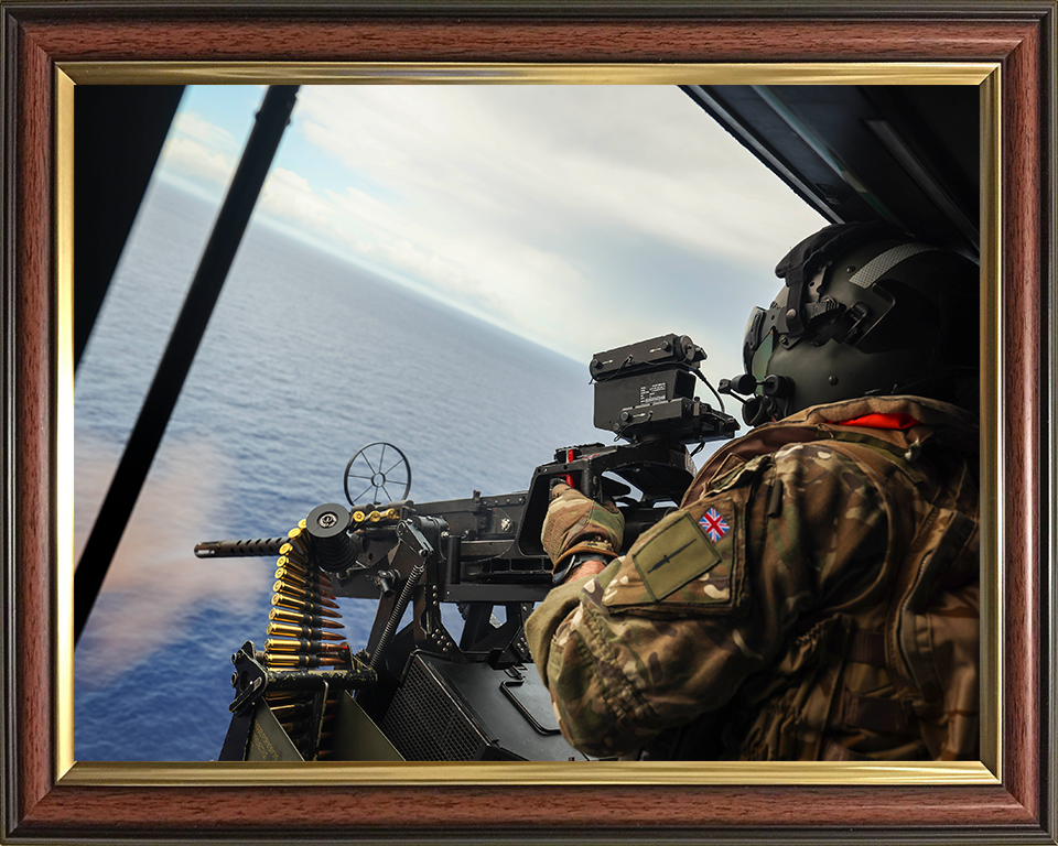 Royal Marines firing M3M from a Wildcat Helicopter Photo Print Hampshire Prints 10 x 8 Classic Frame No