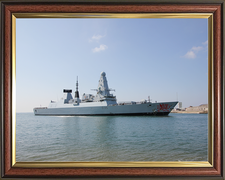 HMS Dragon (D35) Royal Navy Type 45 Destroyer Entering Portsmouth Photo Print Wall Art Decor Posters, Prints, & Visual Artwork Hampshire Prints 10 x 8 Classic Frame No