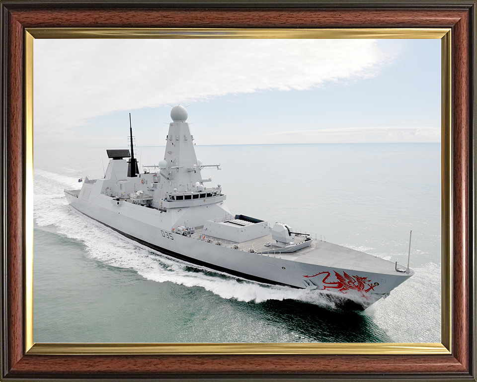 HMS Dragon (D35) Royal Navy Type 45 Destroyer High Starboard Bow View Photo Print Wall Art Decor Posters, Prints, & Visual Artwork Hampshire Prints 10 x 8 Classic Frame No