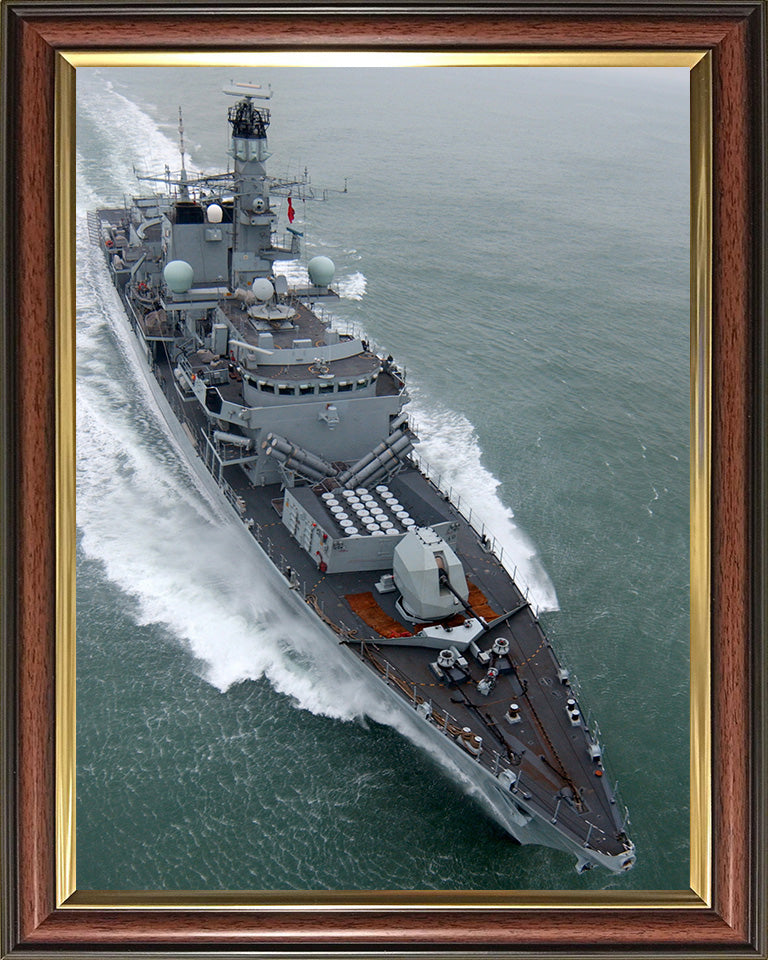 HMS Lancaster (F229) Photo Print - High Starboard Bow View - Royal Navy Type 23 Frigate Hampshire Prints 10 x 8 Classic Frame No