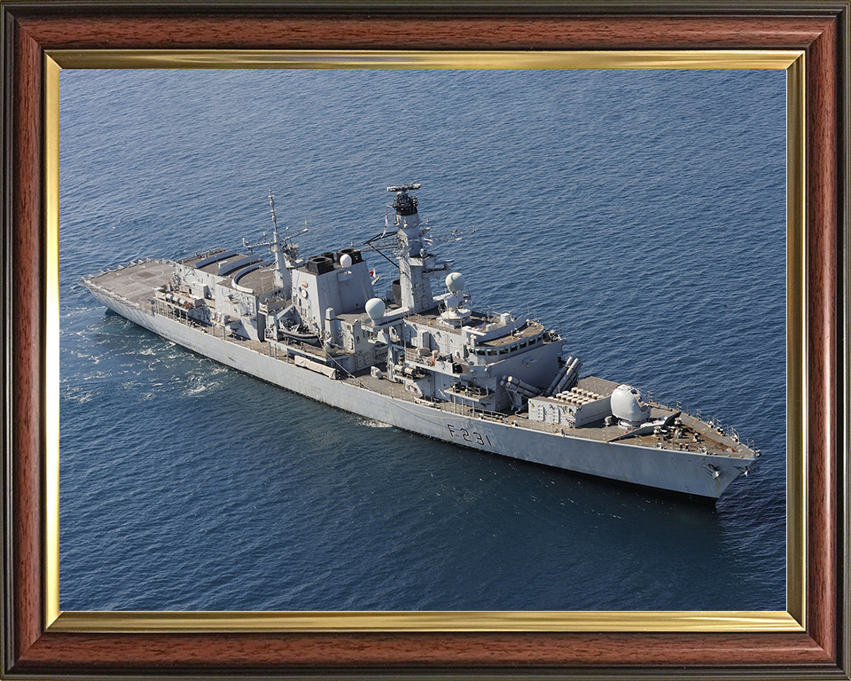 HMS Argyll (F231) Royal Navy Type 23 Frigate Starboard View 2004 Wall Art Naval Photo Print Decor Posters, Prints, & Visual Artwork Hampshire Prints 10 x 8 Classic Frame No