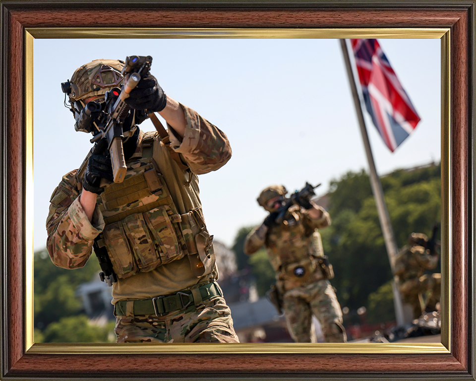 Royal Marines Commandos with Union Jack Photo Print Hampshire Prints 10 x 8 Classic Frame No