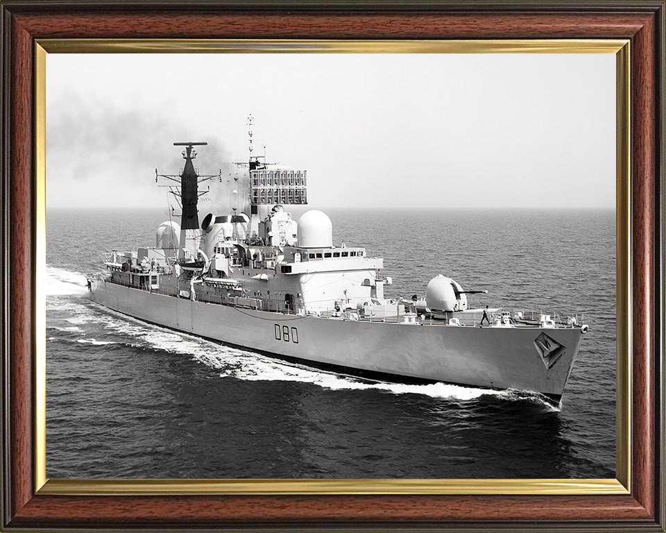 HMS Sheffield (D80) Photo Print - At Sea - Royal Navy Type 42 Destroyer Hampshire Prints 10 x 8 Classic Frame No