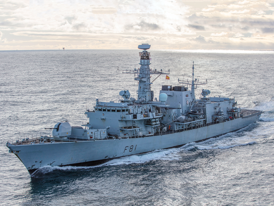 HMS Sutherland F81 Type 23 Frigate February 2020 Port Bow View