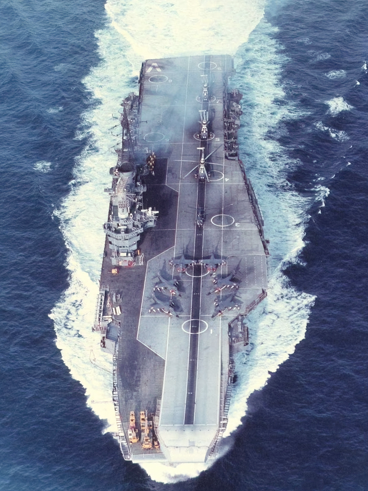 HMS Hermes (R12) Royal Navy Centaur Class Aircraft Carrier High Bow View Photo Print Wall Art Decor - Posters, Prints, & Visual Artwork - by Hampshire Prints (image 1 of 9)
