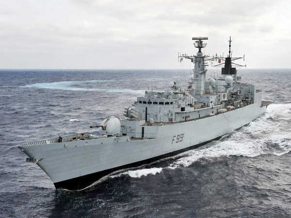 HMS Cornwall F99 Type 22 Frigate Making Turns