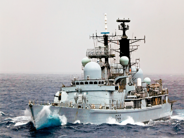 HMS York D98 Type 42 Destroyer Low Port Bow View
